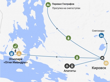 Зимние Хибины: снегоходы, хаски и экскурсии